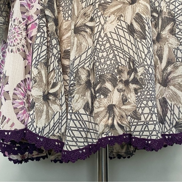 Free People Floral Geometric Printed Flutter Wing Sleeve Tunic Mini Dress, Small - Picture 4 of 15